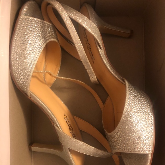 white glittery strap heels - Picture 2 of 4